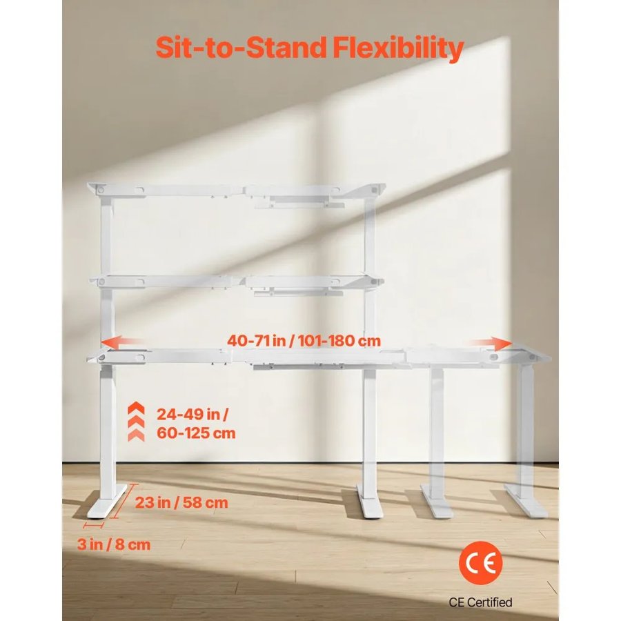 VEVOR Sit Stand Dual Motor Height Adjustable Desk Frame – 3H