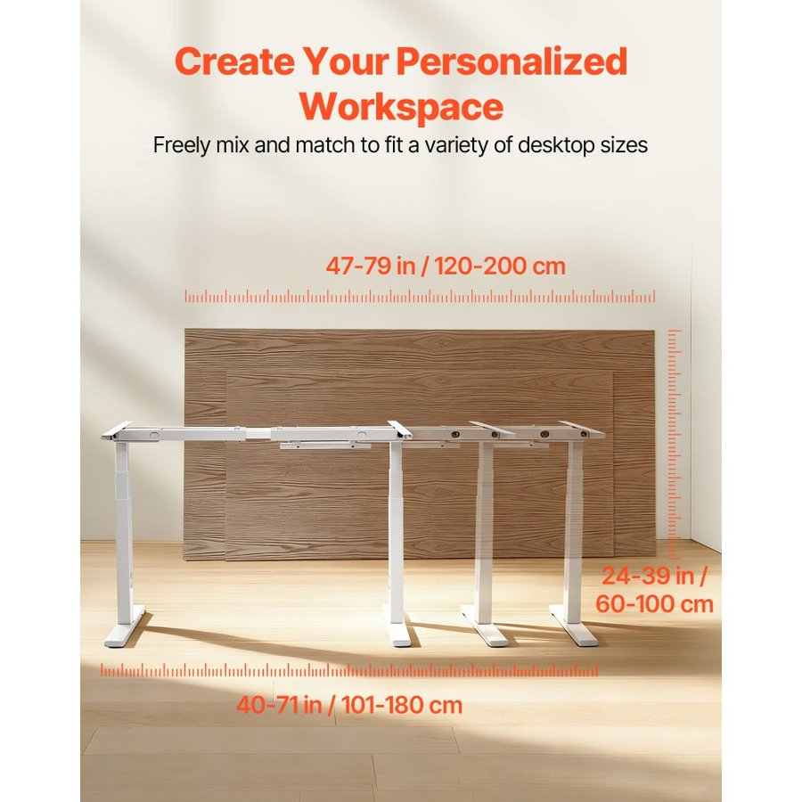 VEVOR Sit Stand Dual Motor Height Adjustable Desk Frame – 3H