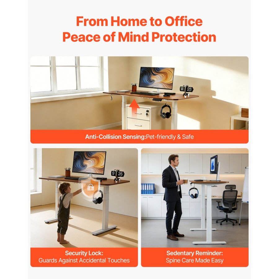 VEVOR Sit Stand Dual Motor Height Adjustable Desk Frame – 3H