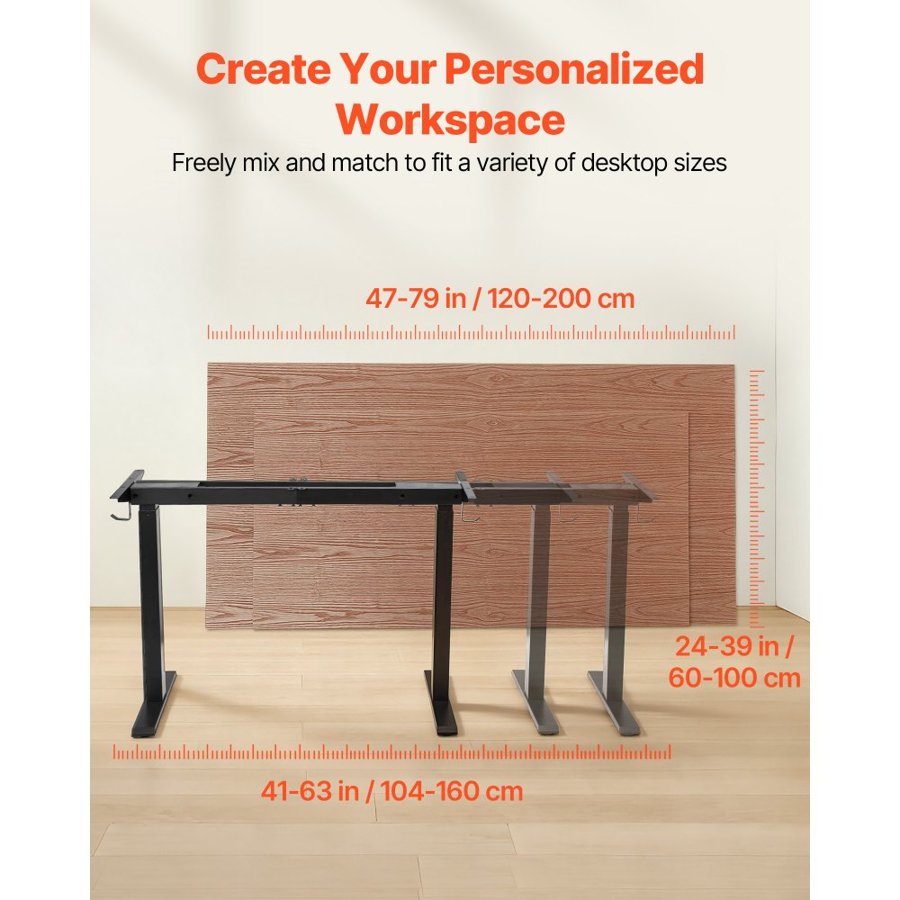 VEVOR Sit to Stand Desk Frame – 28-46 in, 4 Presets