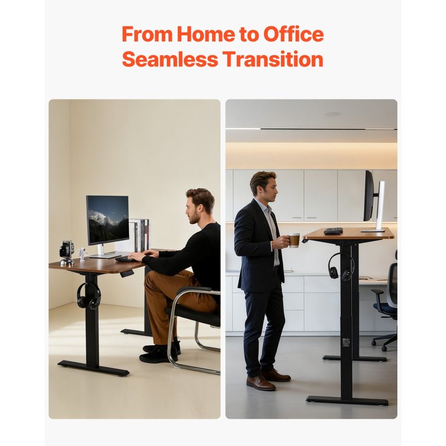 VEVOR Sit to Stand Desk Frame – 28-46 in, 4 Presets