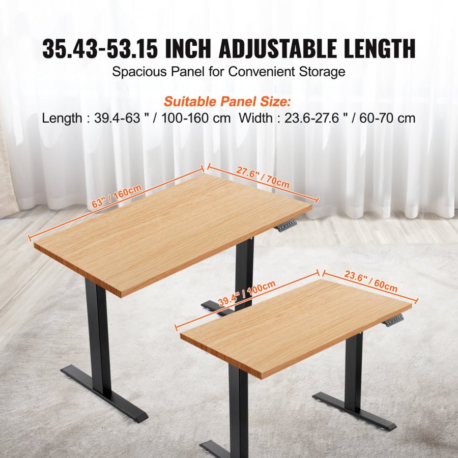 VEVOR Electric Stand Up Desk Frame – 70-117 cm, 80 kg