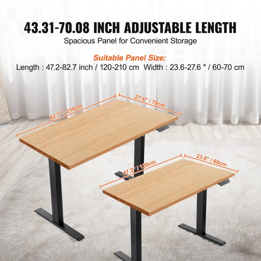 VEVOR Dual Motor Standing Desk Frame – 65- 129 cm H, Black