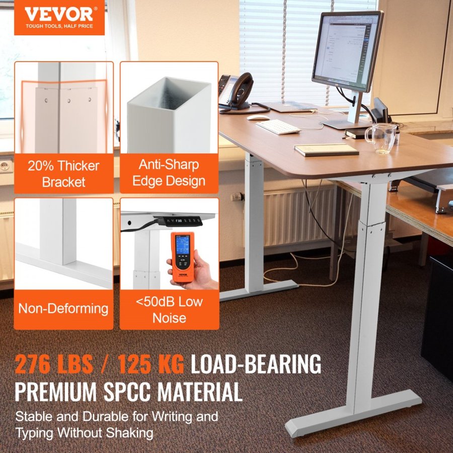 VEVOR Dual Motor Stand Up Desk Frame – 27.6"-46.1" Height