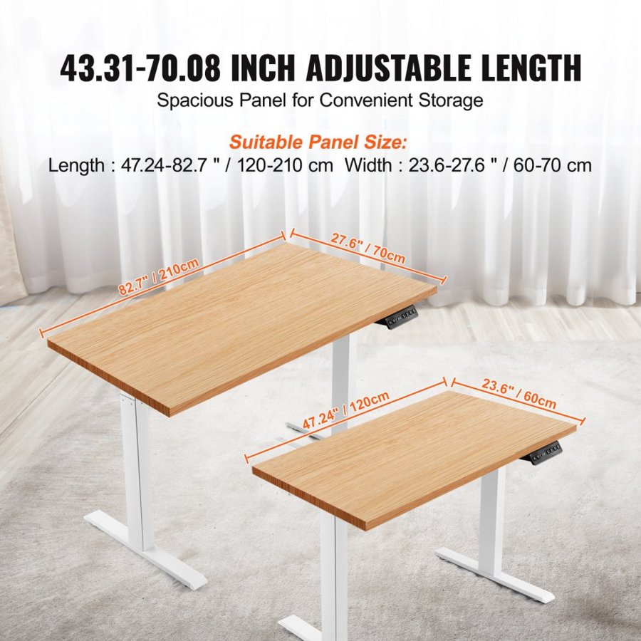 VEVOR Dual Motor Stand Up Desk Frame – 27.6"-46.1" Height