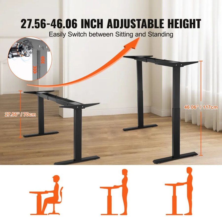 VEVOR Dual Motor Electric Standing Desk Frame – 70-117 cm