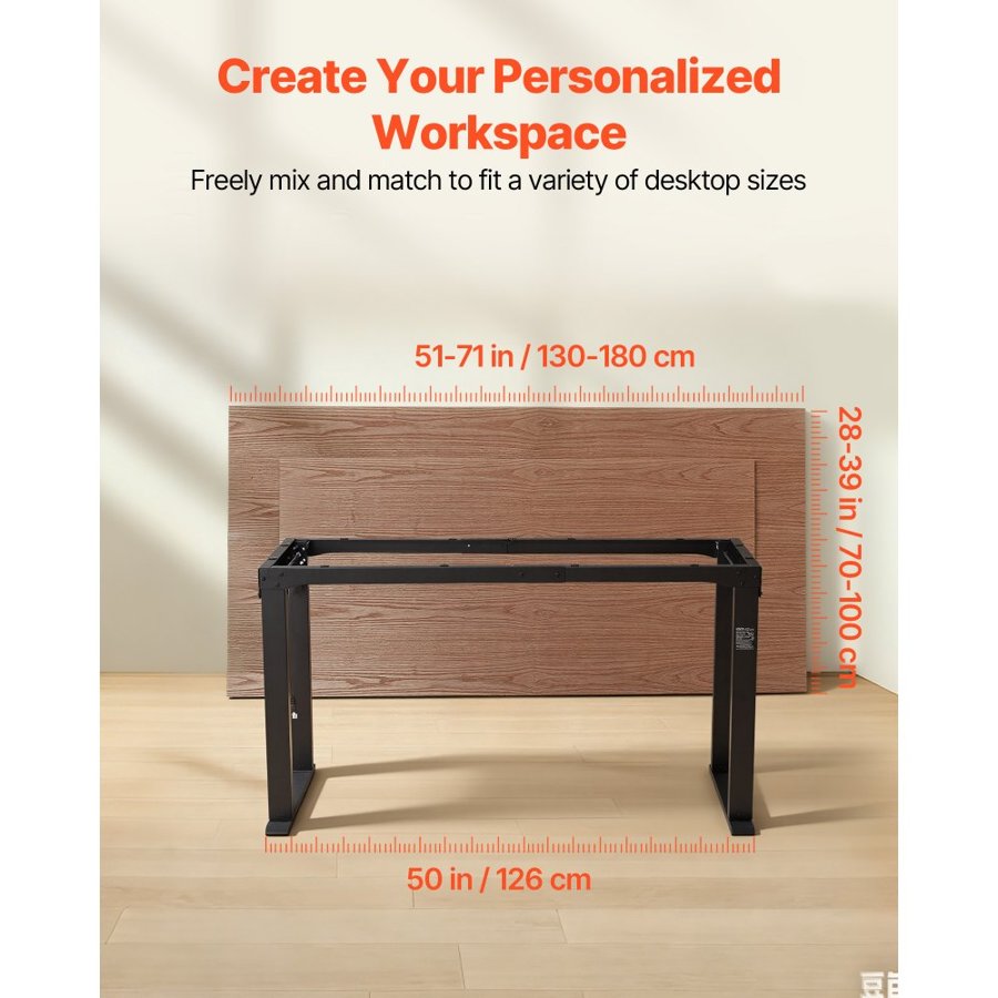 VEVOR 4 Leg Standing Desk Frame – Dual Motor, 70-117 cm