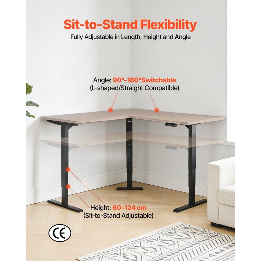 VEVOR Triple Motor Standing Desk Frame - 24-49 Inch Range
