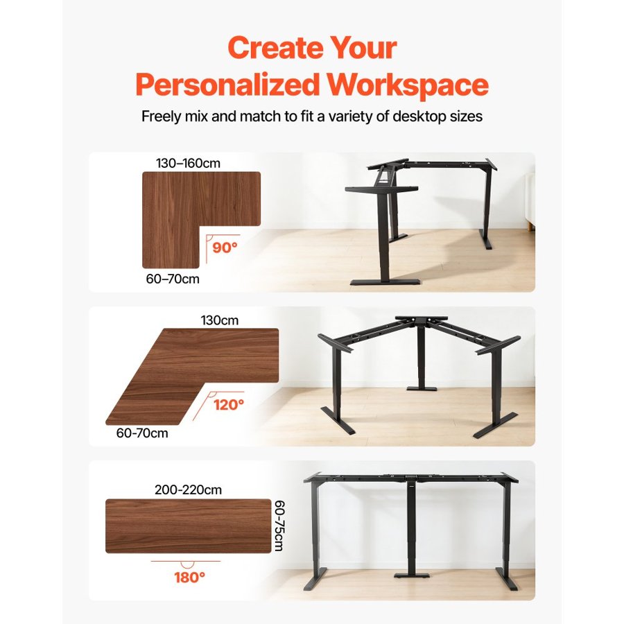 VEVOR Triple Motor Standing Desk Frame - 24-49 Inch Range