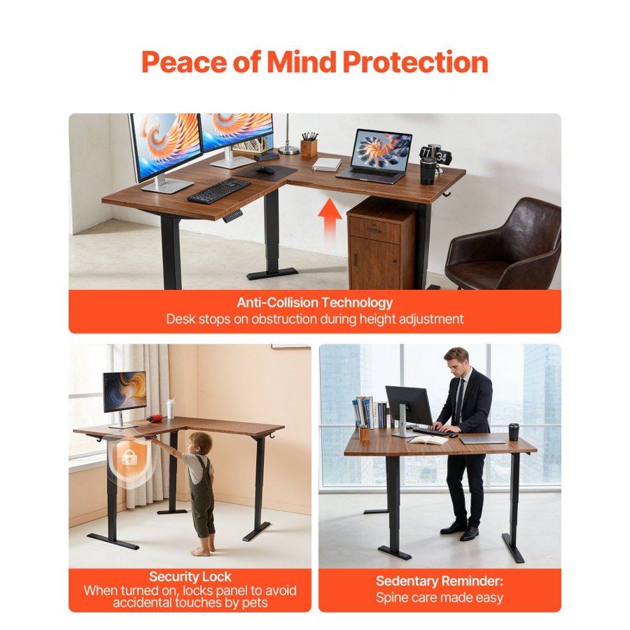 VEVOR Triple Motor Standing Desk Frame - 24-49 Inch Range