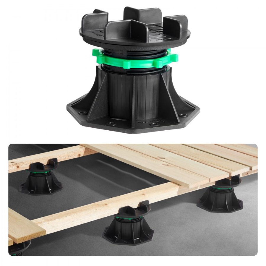 VEVOR Deck Blocks 8 PCS, 2200 lbs / 997.90 kg Load Capacity Deck Support Plastic Pedestal Paver, Raising 3.54 - 4.65 inch / 90 - 118 mm, Height Adjustable Shed Foundation Base for Wood Concrete Metal