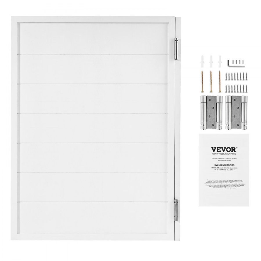 VEVOR Swinging Cafe Doors, Single Indoor Saloon Doors 81.3 x 106.7 cm, Square Design Made of Pine Wood, with Hinges & Hardware Kit, Easy to Install, for Hallway Kitchen Bar Pub Entrance, White