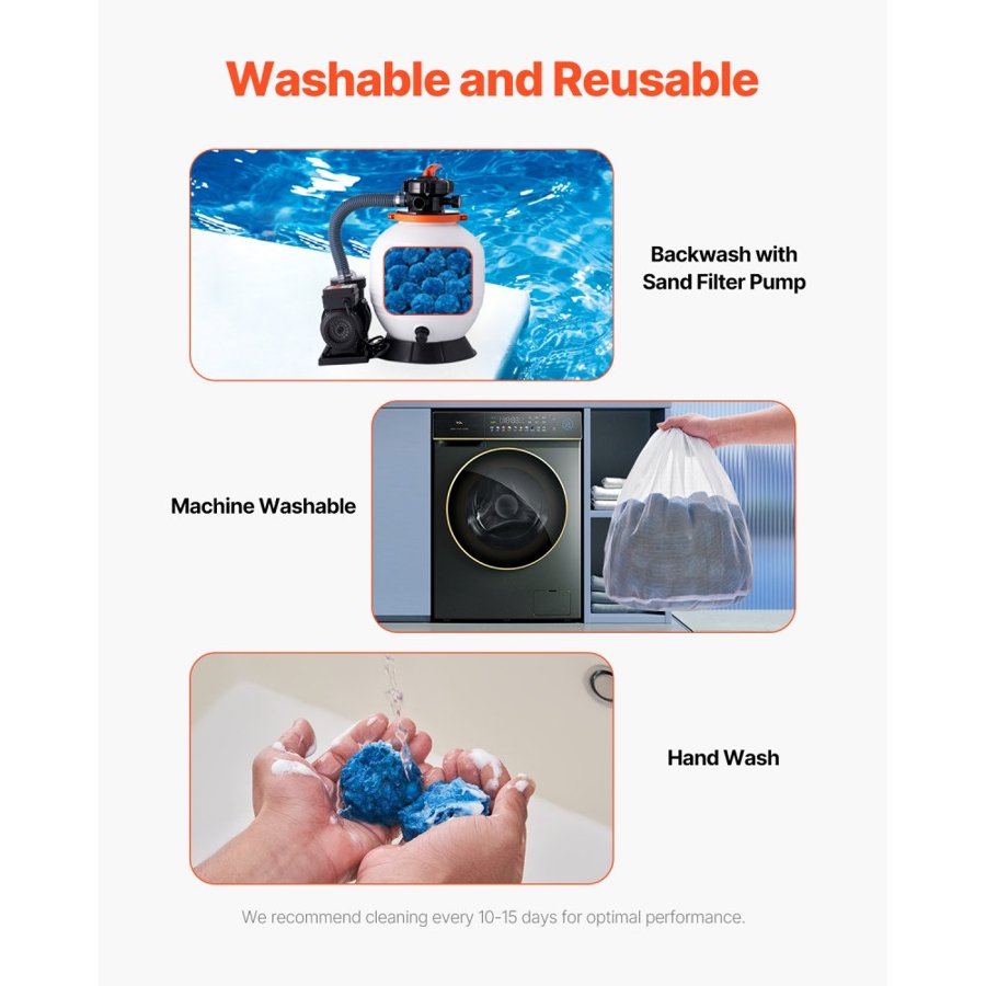 VEVOR Blue Pool Filter Balls – 3.1 Lbs, Reusable Media
