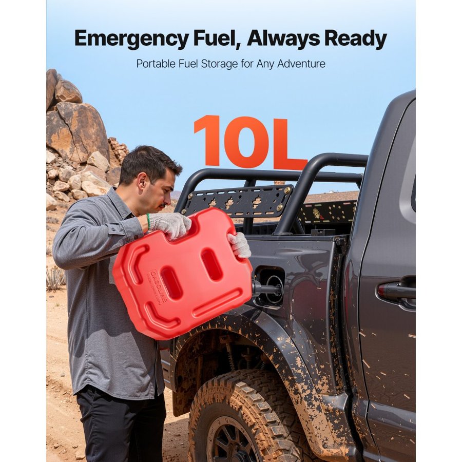 VEVOR Jerry Gas Can – 2.6 Gallon / 10 L, 15 L/min Flow Rate