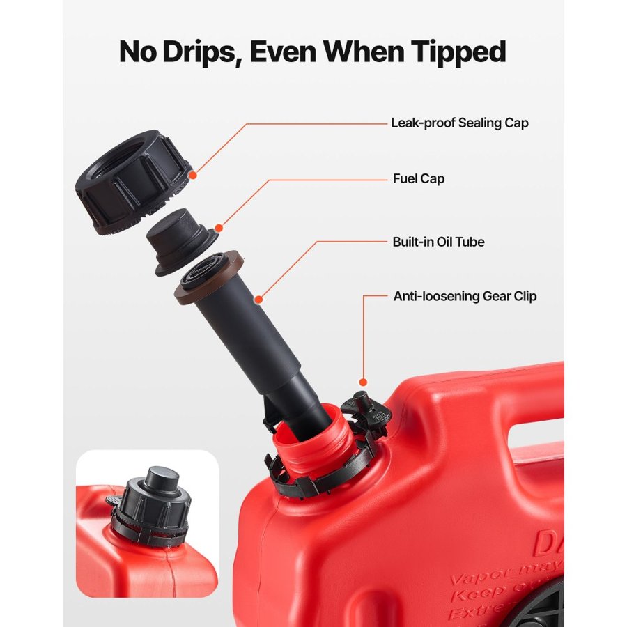 VEVOR Jerry Gas Can – 2.6 Gallon / 10 L, 15 L/min Flow Rate