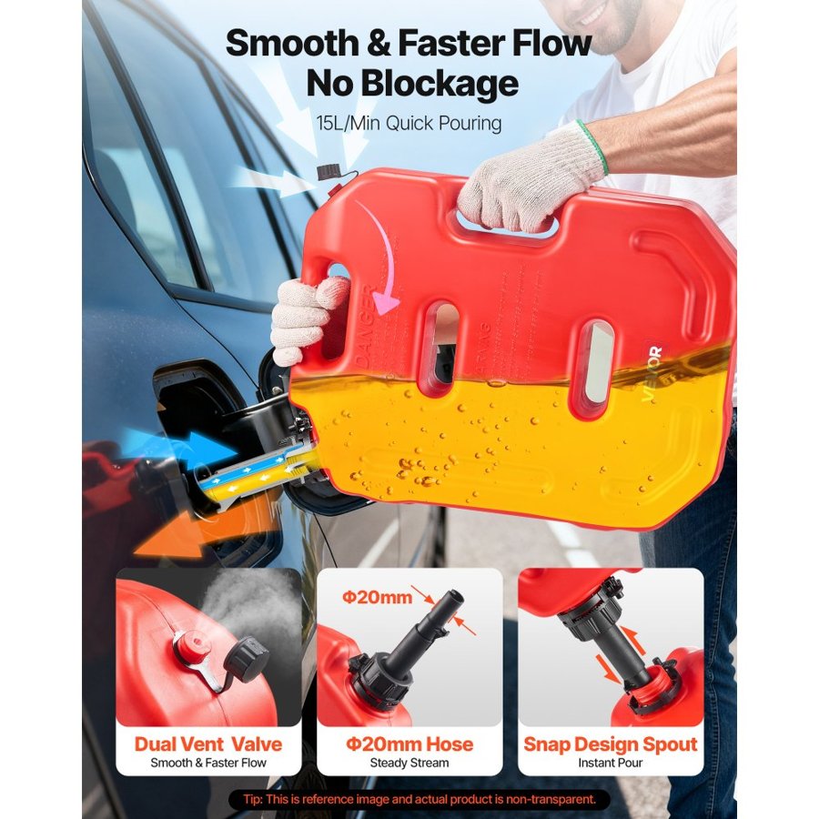 VEVOR Jerry Gas Can – 2.6 Gallon / 10 L, 15 L/min Flow Rate