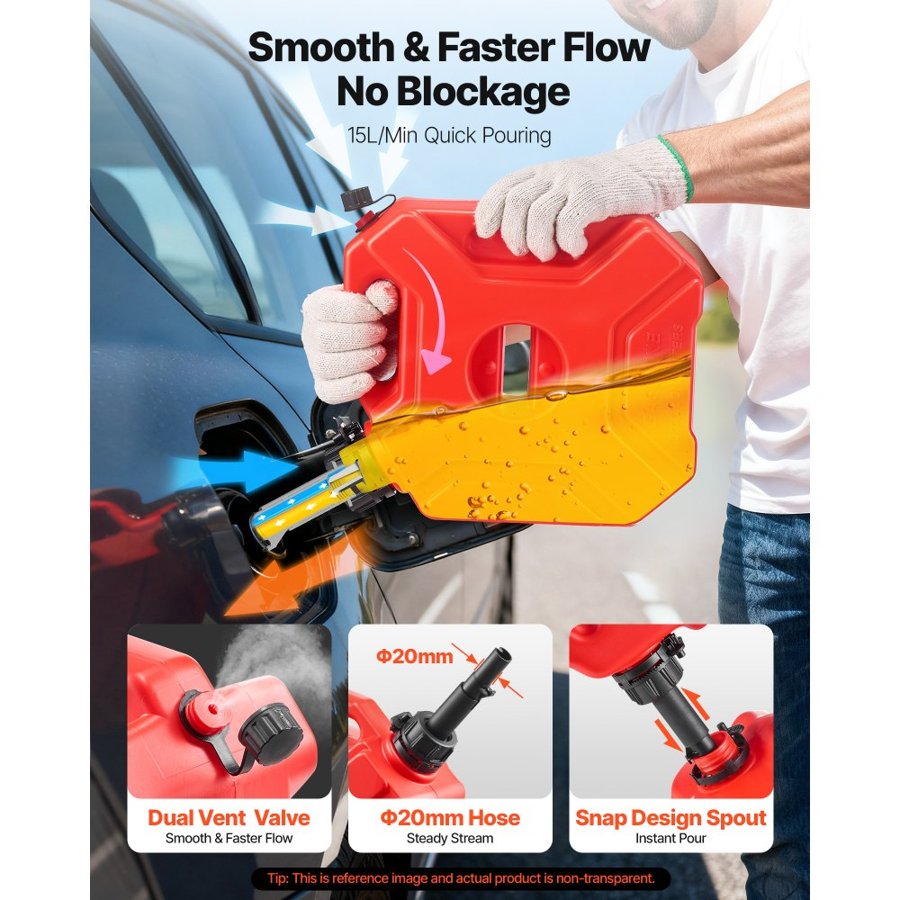 VEVOR Gas Can with Spout – 1.3 Gallon (5 L), Leak-Proof