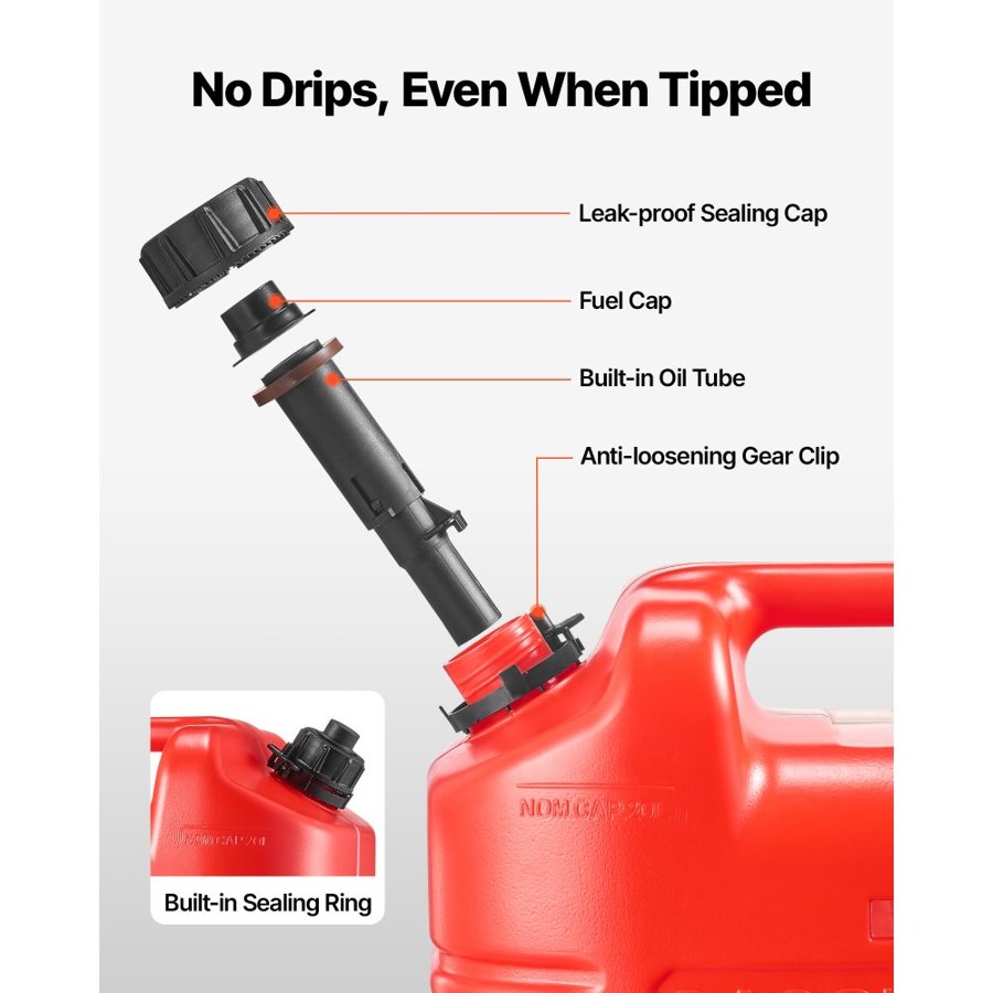 VEVOR 5 Gal Gas Tank – 4PCS, 15L/min Flow, 2mm HDPE Walls