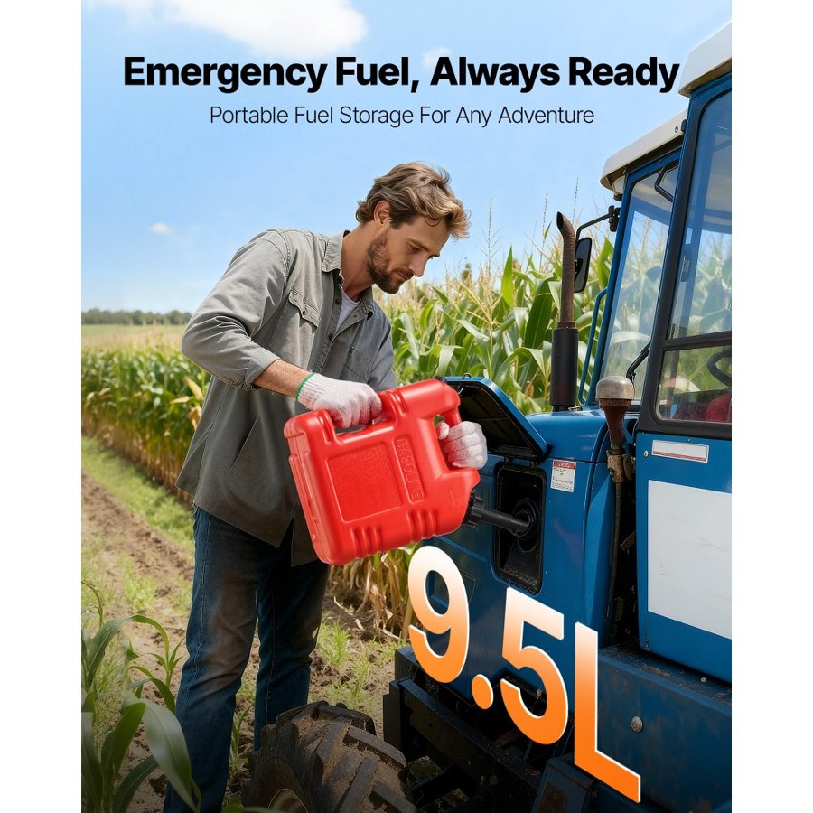 VEVOR Fuel Storage Container – 2.5 Gal, 15 L/min, HDPE