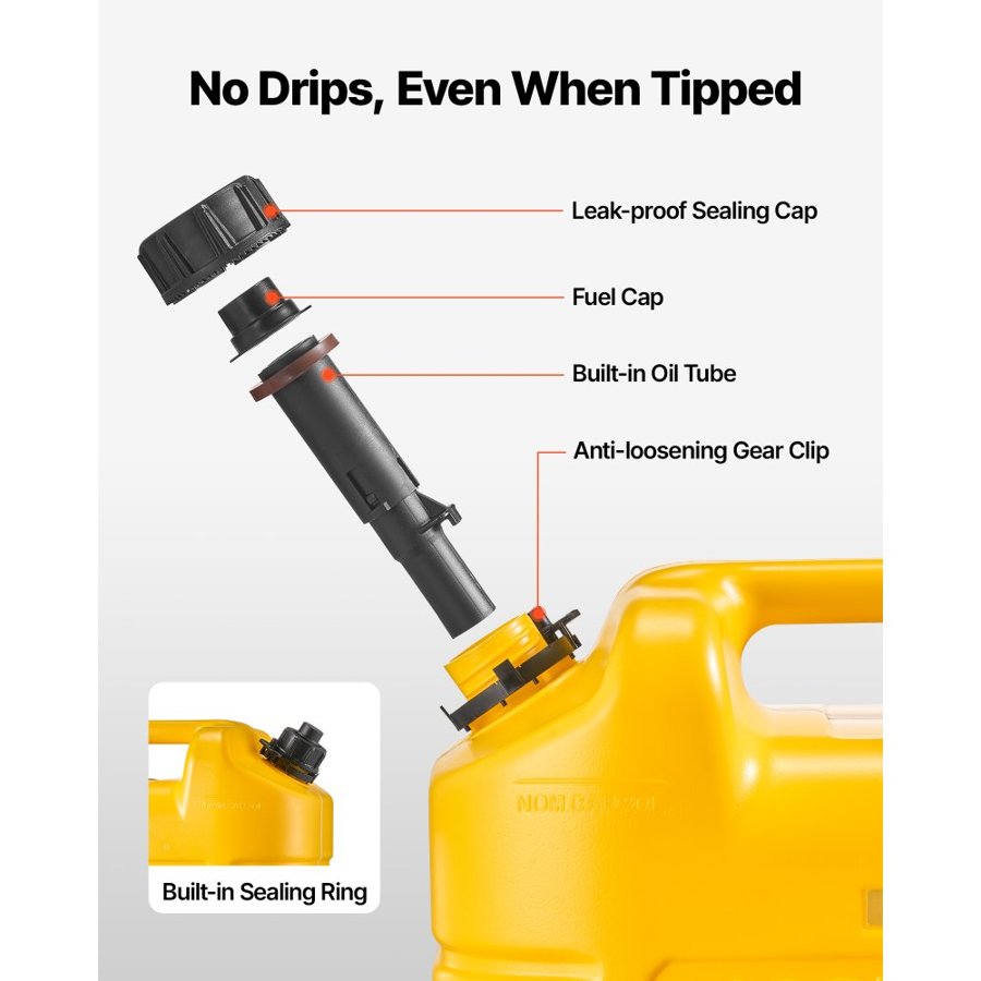 VEVOR 5 Gallon Fuel Container – 15 L/min, 2mm HDPE, Flat