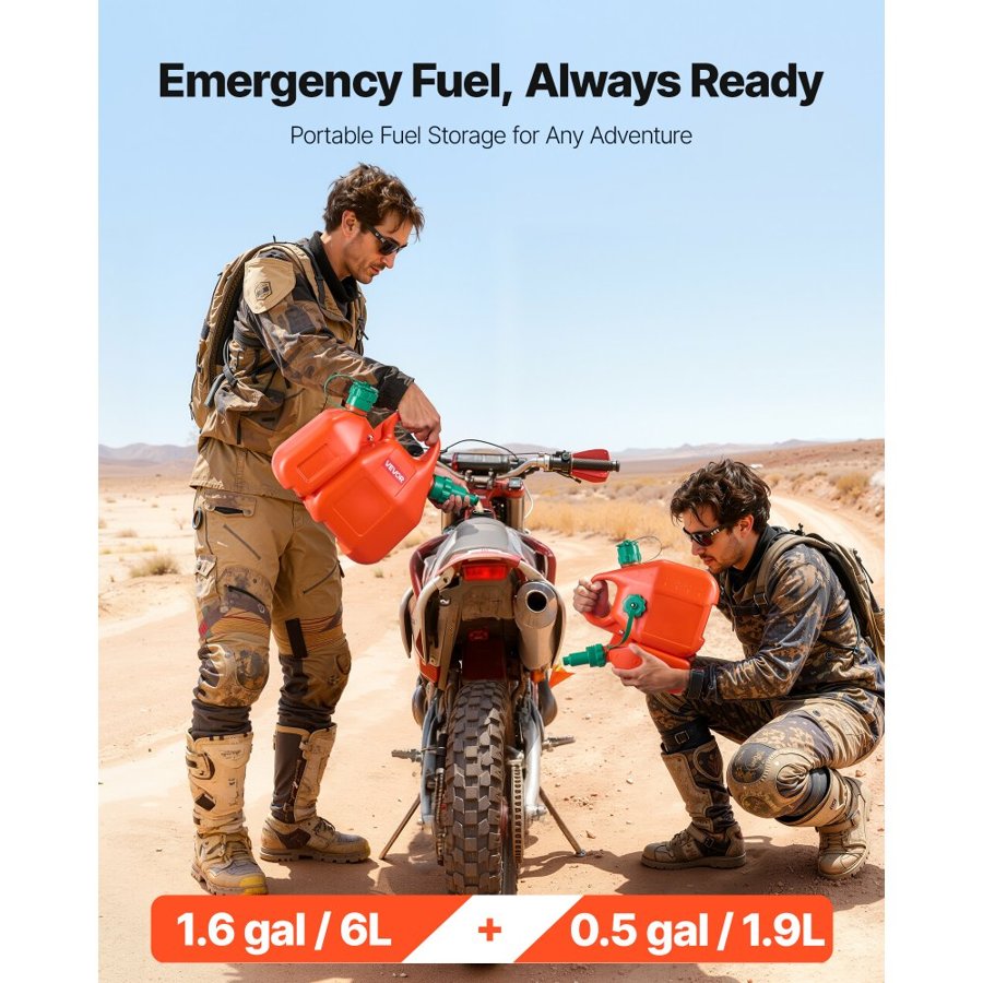 VEVOR No Spill Fuel Containers – 1.6 Gal, 5.5 L/min, 21 mm