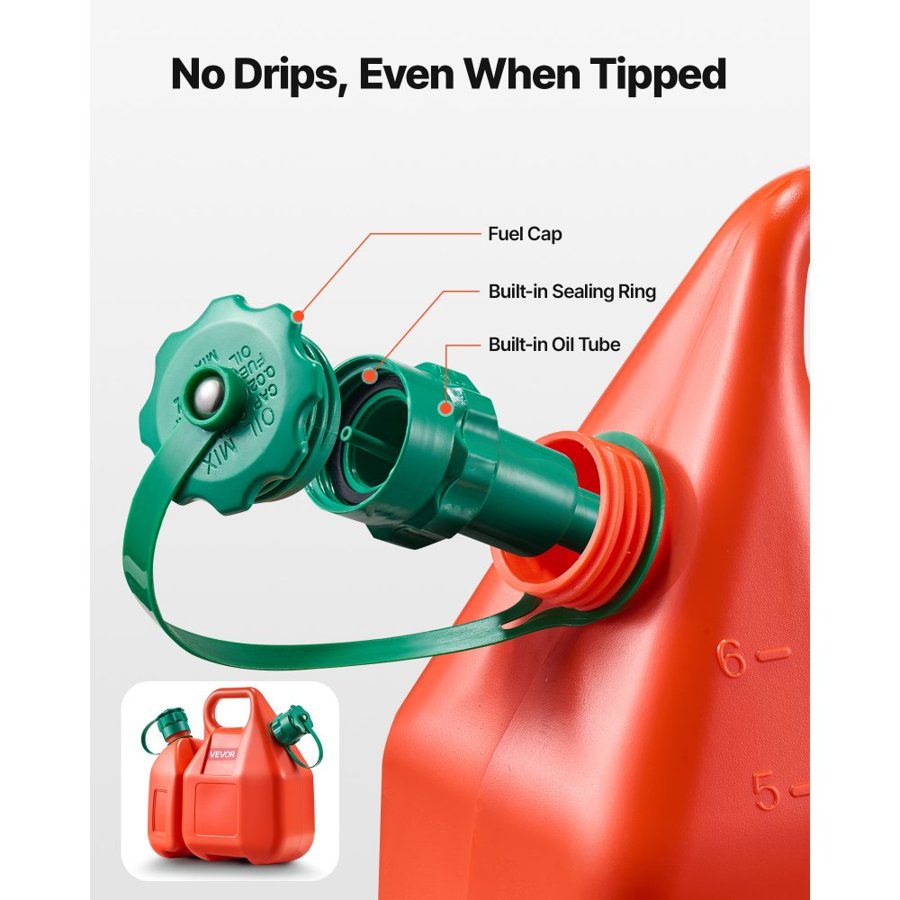 VEVOR No Spill Fuel Containers – 1.6 Gal, 5.5 L/min, 21 mm