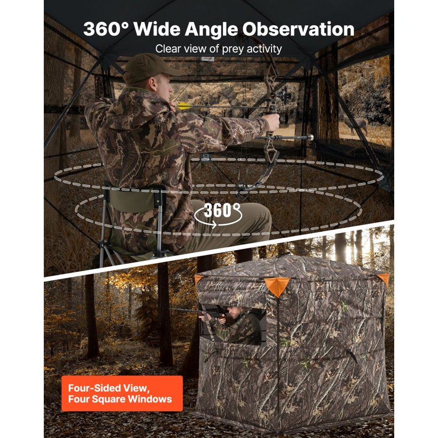 VEVOR Portable Hunting Blinds – 58x58x67 in, 270°- 360° view