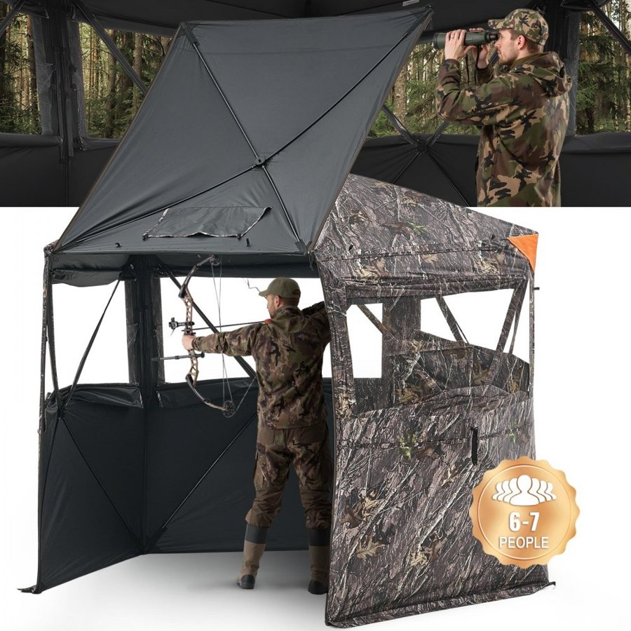 VEVOR Hunting Ground Blinds – 84x84x79 Inches, 6-7 People
