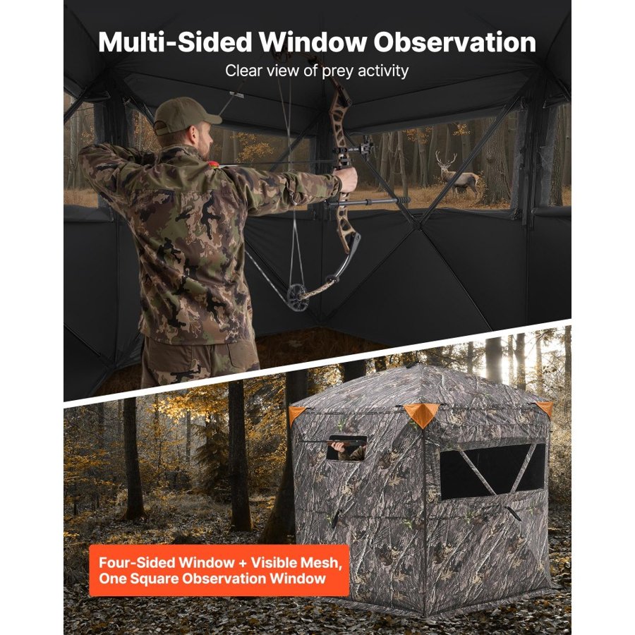 VEVOR Hunting Ground Blinds – 84x84x79 Inches, 6-7 People