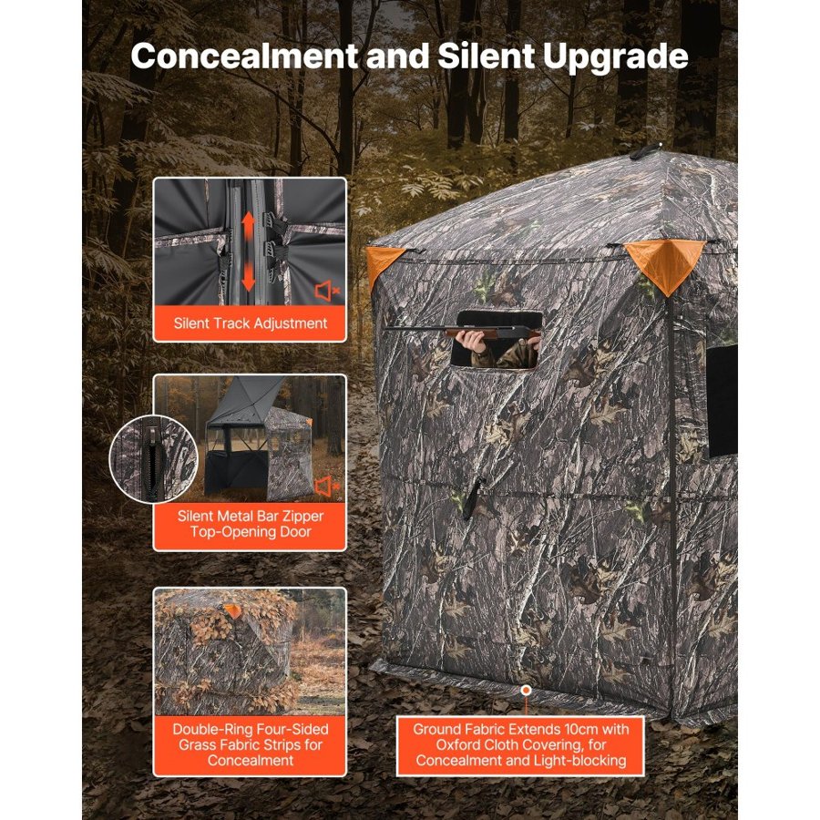 VEVOR Hunting Ground Blinds – 84x84x79 Inches, 6-7 People
