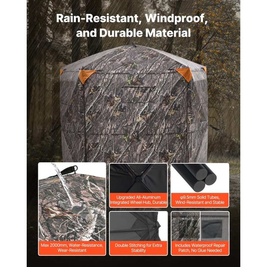 VEVOR Hunting Ground Blinds – 84x84x79 Inches, 6-7 People