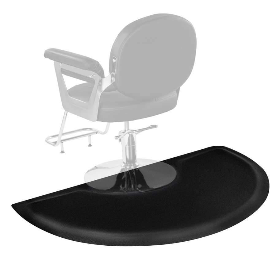 VEVOR Salon Mat for Hair Stylist, 1520 x 910 mm Semi-circle Salon Chair Mat, 13mm Thickened Anti Fatigue Barber Shop Floor Mat with Round Cut Out, Easy-to-Clean PVC Surface & Anti-Trip Beveled Edges