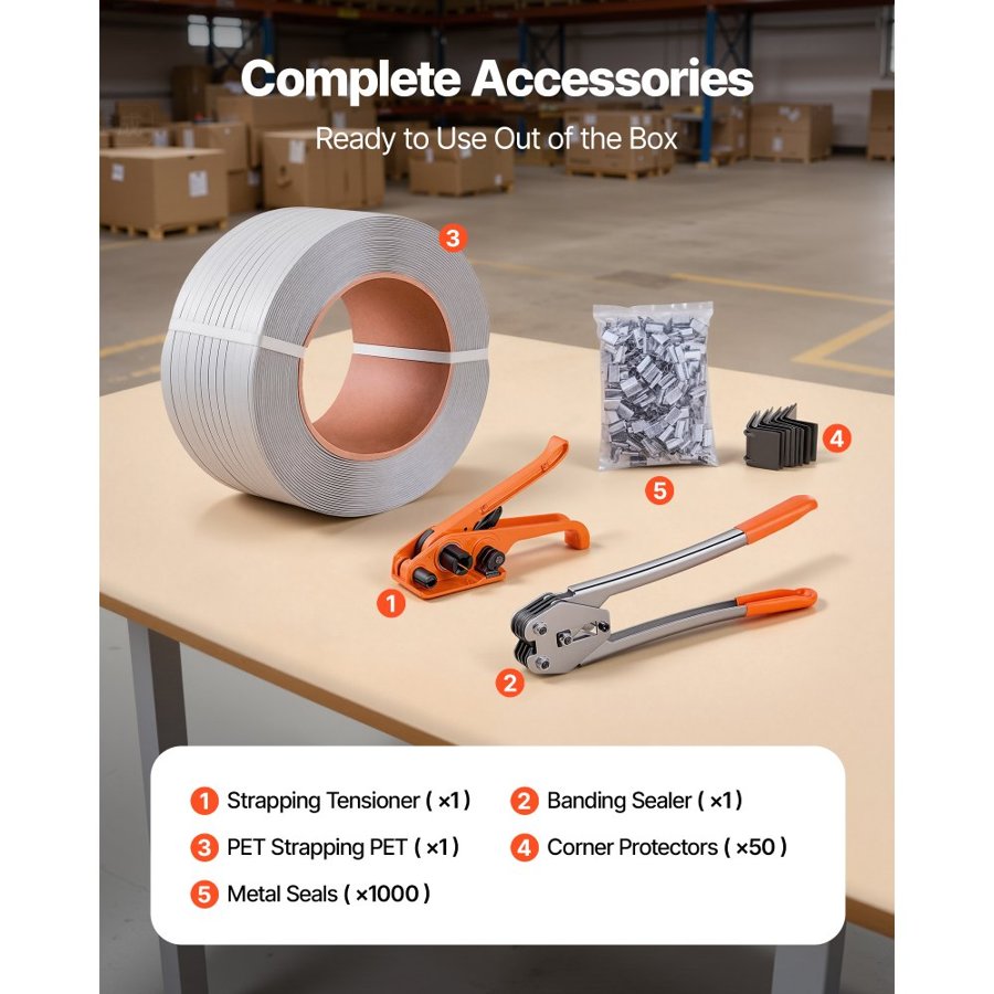 VEVOR Banding Strapping Kit – 975m PP Strap, 300 lbs