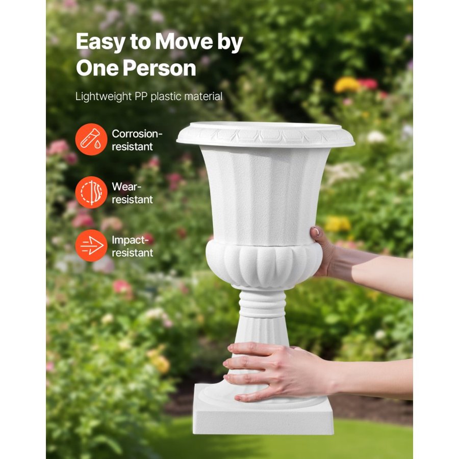 VEVOR Large White Urn Planter – 2 Pack, 9.8"x16.5", PP
