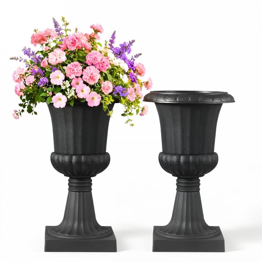 VEVOR Black Urns for Plants – 9.8"x16.5", 2-Pack, PP Plastic