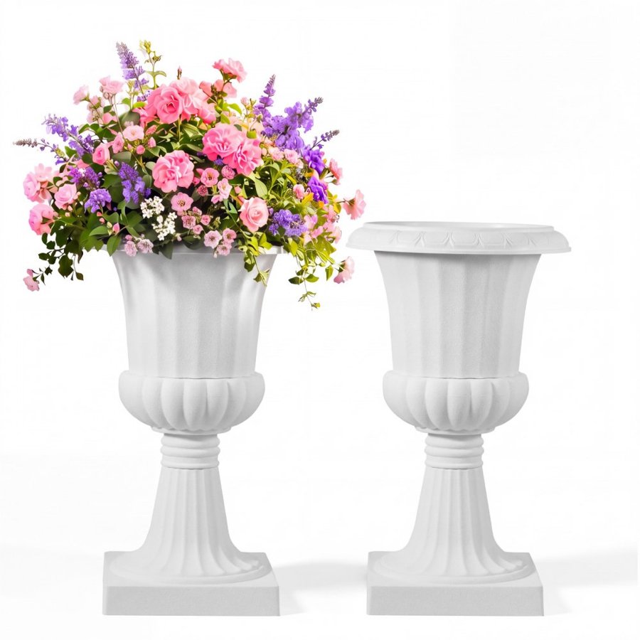 VEVOR White Urn Pots – 15.8 × 26.4 Inch PP Planters