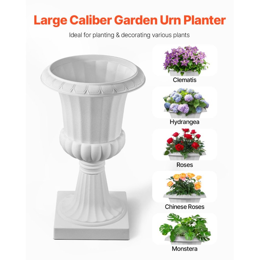VEVOR White Urn Pots – 15.8 × 26.4 Inch PP Planters