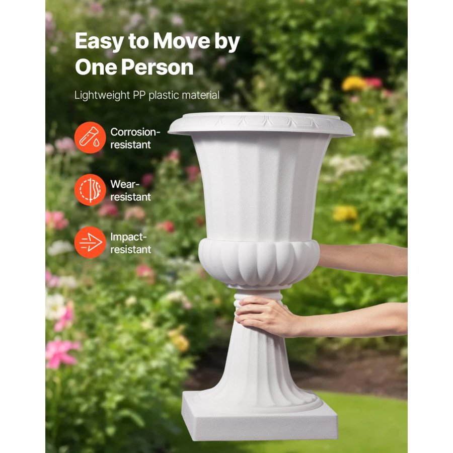 VEVOR White Urn Pots – 15.8 × 26.4 Inch PP Planters