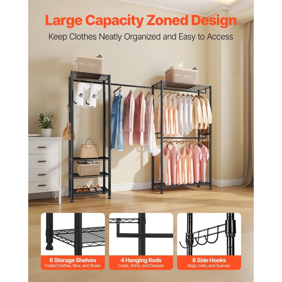 VEVOR Freestanding Clothes Rack with Shelves – 800 lbs