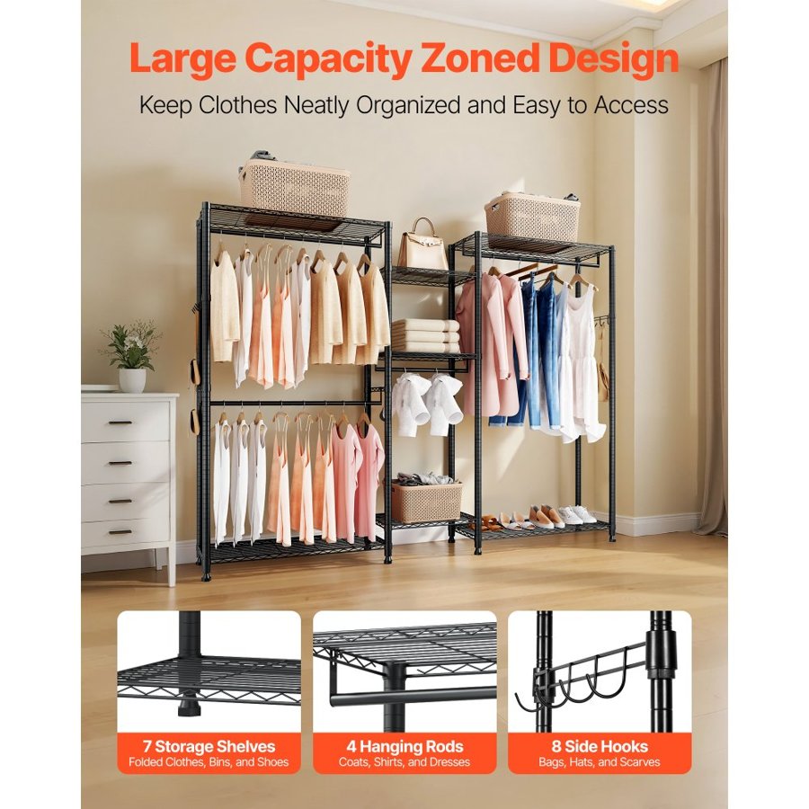 VEVOR Adjustable Height Garment Rack – 7 Tiers, 850 LBS