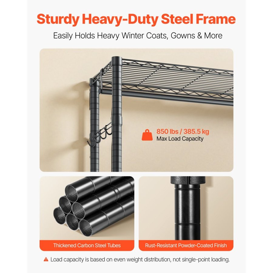 VEVOR Adjustable Height Garment Rack – 7 Tiers, 850 LBS