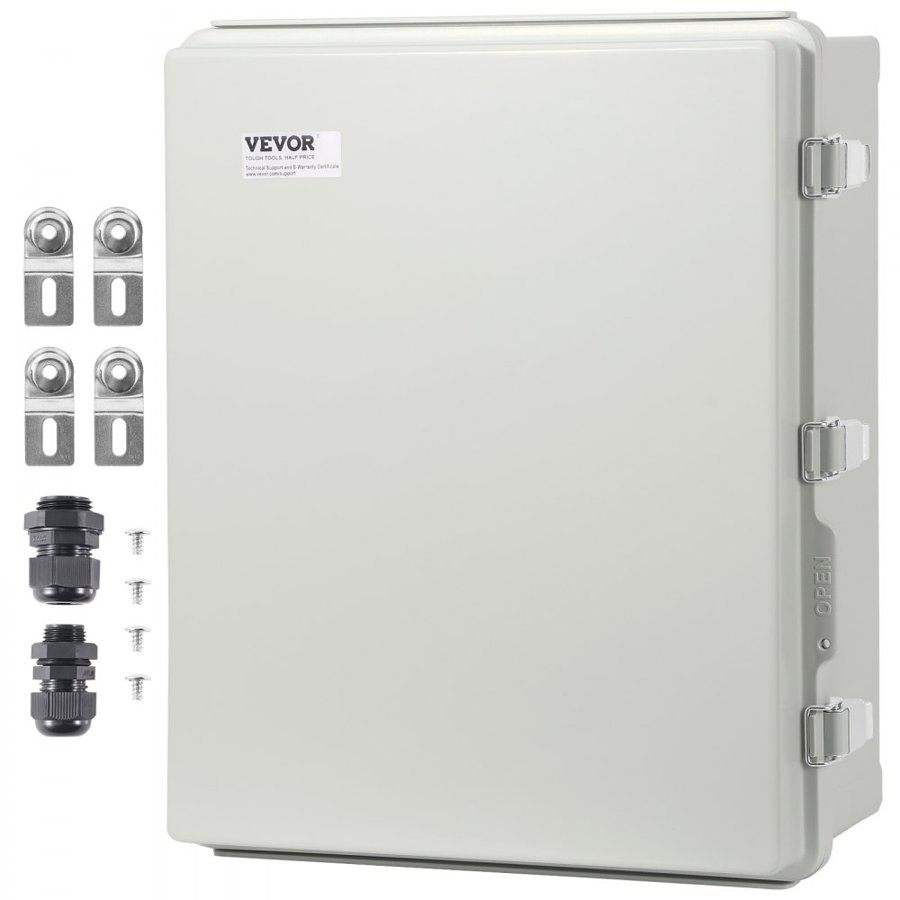VEVOR Outdoor Electrical Junction Box, 530 x 430 x 200 mm, ABS Plastic Electrical Enclosure Box with Hinged Cover Stainless Steel Latch, IP67 Dustproof Waterproof for Outdoor Electrical Projects
