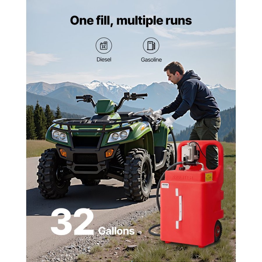 VEVOR Portable Fuel Caddy — 32 Gallon Transfer Tank