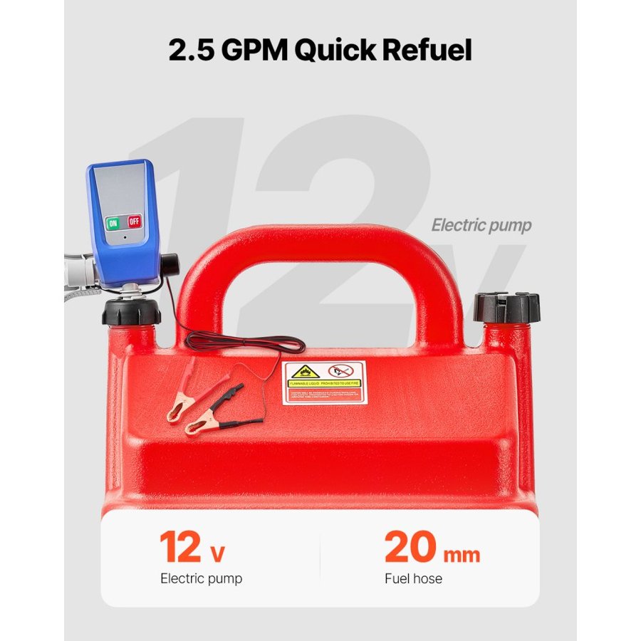 VEVOR 16 Gallon Fuel Caddy - 12V Pump, 2.5 GPM, Auto Nozzle