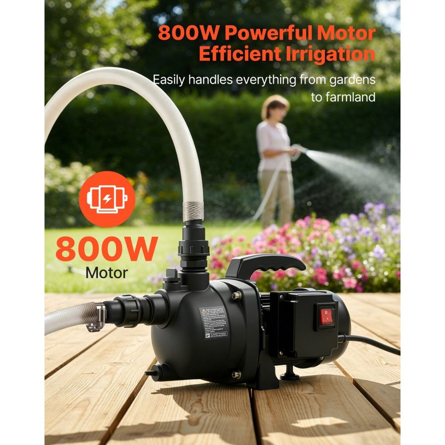 VEVOR 800W Shallow Well Jet Pump – 3300 L/H, 44m Head