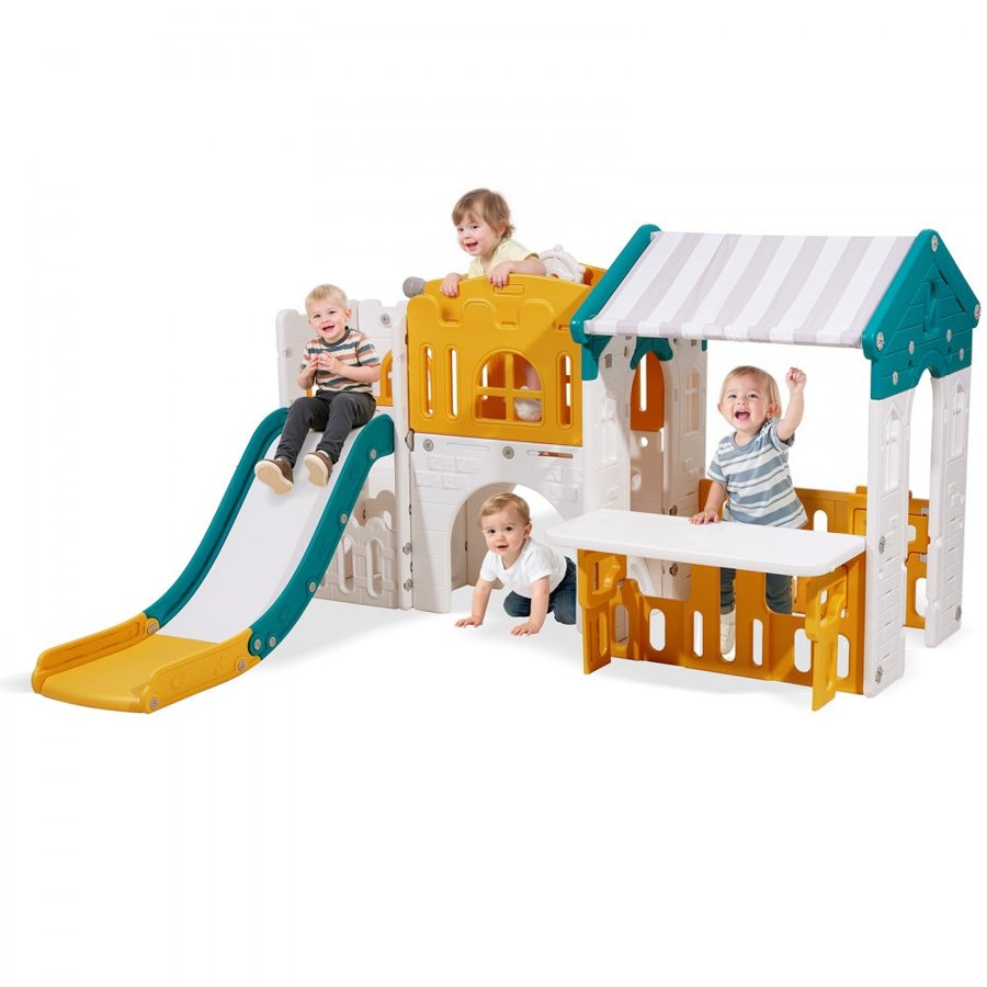 VEVOR Plastic Outdoor Playhouse With Slide – HDPE, Age 1+