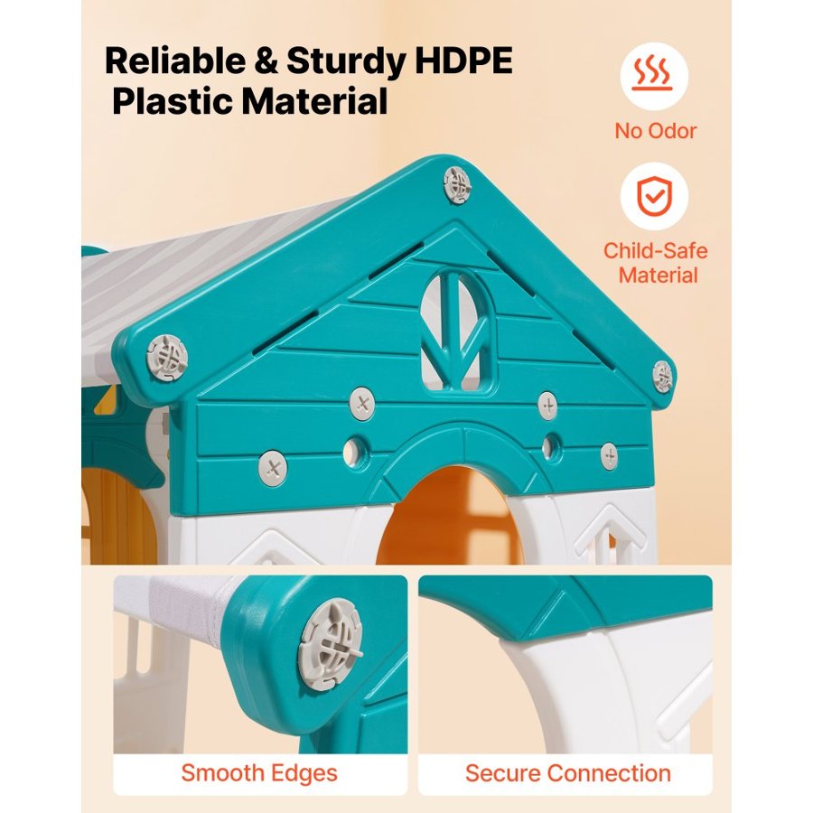 VEVOR Plastic Outdoor Playhouse With Slide – HDPE, Age 1+