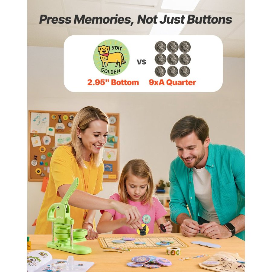 VEVOR Custom Button Pin Maker – 2.95 in. Press Kit