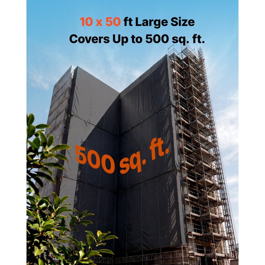 VEVOR 0.3 mm Plastic Sheeting 3.05 x 15.24 m Heavy Duty Polyethylene Roll, Thick Drop Cloth Painters Tarp, Polyethylene Covering for Crawl Space Vapor Barrier, Weed Control, Garden, Black & White