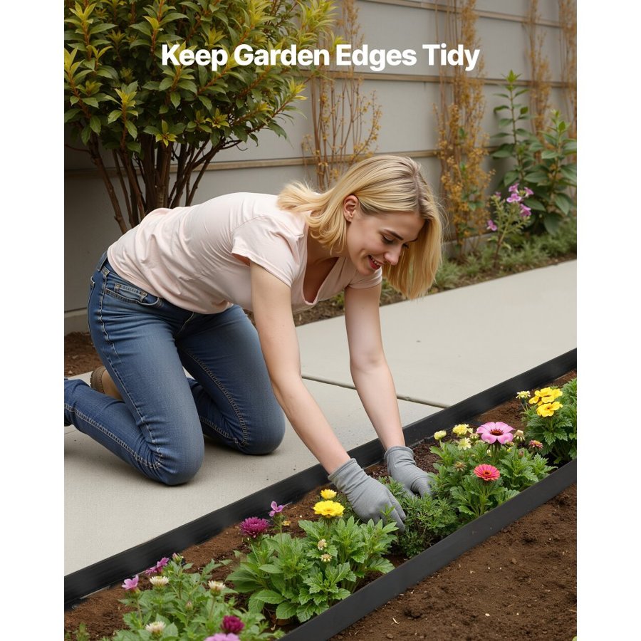 VEVOR Landscape Edging, 600 x 5 cm Plastic Garden Border Edging with 120 Spikes, No Dig, Flexible Lawn Edgings Roll, UV-Resistant Mini Fence Borders Pathway Edgings for Flower Beds Yard Paver